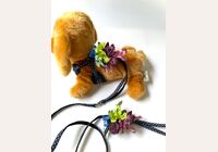 犬の花飾り